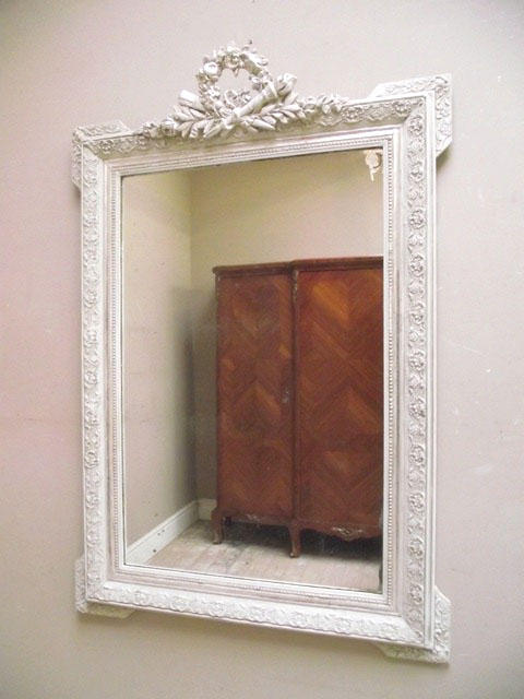 french antique crested painted mirror
